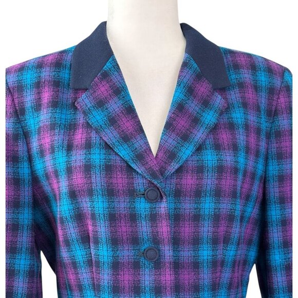 Pendleton Classic 100% Virgin Wool Vintage Blazer Jacket Tartan Plaid Women's 10 - Picture 4 of 9